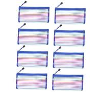 ROMISBABA 8pcs Large Capacity Pen Bag Portable Pencil Bag with Anti-Scratch Oxford Cloth and Aluminum Alloy, Simple Generous Blue Pencil Container Organizing Study Supplies, for Writers