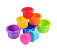 ROMISBABA 8pcs Stacking Cups Toy for Rabbits Plastic Bunny Nesting Food Storage Cups for Play and Hiding for Small Animals Colorful and Sturdy