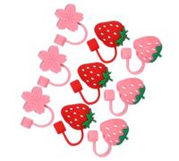 ROMISBABA 9pcs Silicone Straw Covers Caps with Strawberry Design Reusable Protective Plugs for Tumblers Dustproof and Decorative Straw Protectors for Parties and Everyday Use
