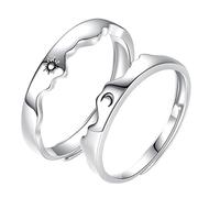 ROMISBABA Adjustable Open Band Ring for Couples Engraved Comfortable Unisex Jewelry Birthdays Dating Special Occasions