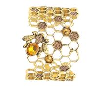 ROMISBABA Adjustable Open Bee Bangle Bracelet Hollow Honeycomb Metal Alloy Wrist Jewelry for Women Minimalist Wrap Bracelet Aesthetic