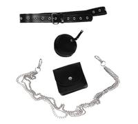ROMISBABA Adjustable Punk Chain Waist Bag for Women Dual Small PU Pouches Hip-hop Style Fanny Pack with Metal Chain Versatile Belt Pouch for Daily Essentials Stylish Black Crossbody