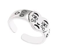 ROMISBABA Adjustable Retro Style Alloy Ring Love Heart Shape and Sad Crying Face Pattern, Easy to Take off Decorative Finger Jewelry for Women, for Jewelry Collection