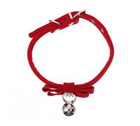 ROMISBABA Adjustable Velvet Pet Bow Collar with Rhinestone Bell for Cats and Dogs Comfortable Red for Parties Christmas Daily Wear and Special Occasions