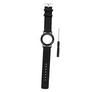 ROMISBABA Adjustable Watch Band Compatible with Apple Hollow Leather Strap with Protective Raised Rim Scratch Resistant Black Wristband for Boys and Safety Tracking