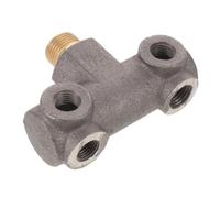 ROMISBABA Air Compressor Multi-Port Manifold Block with Four-Way Cast Iron Design, Precision-machined 1/2" 1/4" Male Threads for Multi-Directional Pneumatic Connections and Pressure Switch