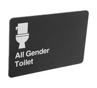 ROMISBABA All-gender Signage Bathroom Sign with Braille Abs Material Black Simple and Understandable Multifunctional Design for Public Restroom Identification