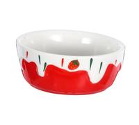 ROMISBABA Antispill Ceramic Small Animal Food and Water Bowl for Hamsters Rabbits Chinchillas Hedgehogs Guinea Pigs Sturdy Smooth Dish for Clean Feeding Cute Red Pet Bowl for Cage Use