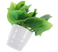 ROMISBABA Artificial Potted Plant Faux Greenery Indoor Decorative Bonsai in White Pot for Office Home Table Maintenance Easy to Clean Realistic Green Leaf Ornament