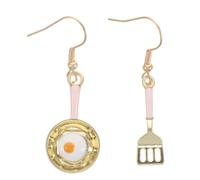 ROMISBABA Asymmetric Kawaii Egg Earrings for Women Cute Fry Pan Dangle Jewelry Lightweight Food Charm Accessories Creative Kitchen Gift for Funny Cartoon Baking Statement