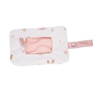 ROMISBABA Baby Wipe Dispenser Bag Portable Wet Tissue Holder Refillable Cotton-Polyester Fabric Wipes Storage Hanging Strap for Travel and Nursery Rainbow Pink