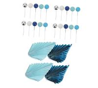 ROMISBABA Balloon Cake Toppers with Fan Shaped Palm Leaves and Balls Blue Shower and Wedding Cake Decorations Easy to Use Party Supplies for Birthday and Celebration