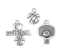 ROMISBABA Basketball Fine with Alloy Material Workmanship, Fashionable, Silver 6pcs Pendant Charms for Creative Style Necklace Accessories Groups and Teams, Suitable for Men