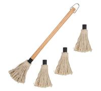 ROMISBABA BBQ Grill Basting Mop with Durable Mop Heads and Wooden Handles Convenient Oil Brush for Grilling Roasting and Pastry Baking Heat Resistant BBQ Supplies for Easy Sauce Application