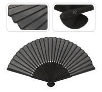 ROMISBABA Black Fabric Folding Fan for Men Lightweight Practical Handheld Fan with Carry Bag Silk and Bamboo Material Summer Cooling Accessory