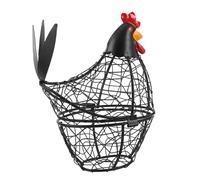 ROMISBABA Black Iron Kitchen Egg Storage Holder with Ventilated Design and Space Saving Features, Stylish Chicken-shaped Egg Basket for Countertop and Table Setting