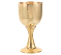 ROMISBABA Brass Altar Chalice Drinking Cup Pentagram and Tree of Life Design, Vintage High Footed Offering Goblet for Water, Wicca Ritual Wine Glass, Decorative Tableware for Home and