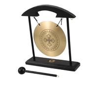 ROMISBABA Brass Vajra Feng Shui Desktop Gong with Stand and Striker Peaceful Reverberations for Home Office Table Decor Unique Asian Ornament for Living and Study Versatile Decorative Accent