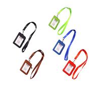 ROMISBABA Brown Id Badge Holder with Tear Resistant Window and Storage Pocket Lightweight Practical Name Tag Protector for Office School Travel Camping Suitable for Students Staff Women