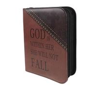ROMISBABA Brown Large Bible Protective Case with Handle and Multiple Inner Pockets, Zippered Bible Cover Bag for Daily Use, Church Book Carrying Pouch for Women and Men