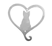 ROMISBABA Cartoon Cat Wall Decor Iron Art Hanging Ornament Heart Shaped Cat Pattern Pendant for Indoor Outdoor Decoration for Home and Garden