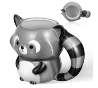 ROMISBABA Ceramic Animal Raccoon Mug Cute Cartoon Tea Cup Painted 3D Coffee Mug Novelty for Home Office Kitchen