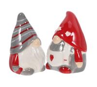 ROMISBABA Ceramic Gnome Salt and Pepper Dispenser Small Spice Jar Seasoning Bottle for Kitchen Countertop Cute Novelty Design Compact Storage for Salt and Pepper