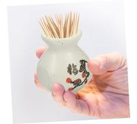 ROMISBABA Ceramic Toothpick Holder Box Capacity Retro Desktop Toothpick Organizer Reusable Porcelain Container for Home Kitchen Tabletop Decoration