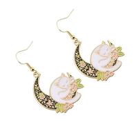 ROMISBABA Chic Moon Cat Earrings for Women Dangle Alloy Animal Jewelry Lightweight Stylish Gift for Daily Wear and Parties