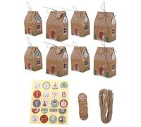 ROMISBABA Christmas Candy Boxes Set 24 Kraft Paper Storage Bags with Number Stickers Snowflake Tags and Twine, Festive Snack Packaging Pouches for Holiday Presents