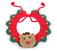 ROMISBABA Christmas Dog Scarf Santa Claus Bandana Knitted Pet Decorative Accessory Elk Design Size S 20-25cm Warm Holiday Costume for Small Dogs and Cats