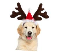 ROMISBABA Christmas Pet Antler Headband Bowknot, Red Coffee Deer Horn Hair Hoop, Festive Hairwear Prop for Dogs and Cats, Holiday Party Accessory