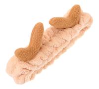 ROMISBABA Christmas Plush Deer Antlers Hairband for Women Elastic Lightweight Khaki Cloth Head Wrap for Dancing and Other Occasions