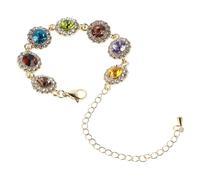 ROMISBABA Colorful Rhinestone Adjustable Bracelet for Women Chic Lightweight Bangle with Elegant Multi Colored Crystals Durable Fade Resistant Wrist Jewelry for Summer and Beach Outfits