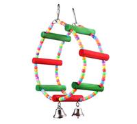ROMISBABA Colorful Wooden Chew for Birds Ferris Wheel Shape Swing with Hooks for Parrots for Climbing and Chewing Durable Natural Bird Activity