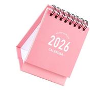 ROMISBABA Compact Mini Desk Calendar Portable Monthly Planner Twin-wire Binding Small Academic and Professional Organizer for Office School Home Desktop Use Pink