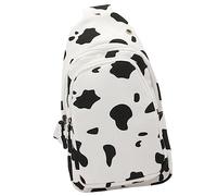 ROMISBABA Cow Print Canvas Crossbody Bag for Women Portable Phone Bag for Adults with Zipper for School Casual Everyday Use
