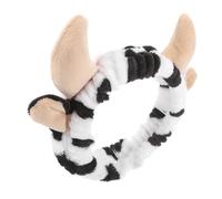 ROMISBABA Cute Cow Horn Face Washing Headband for Women Plush Material with Comfortable Hand Feeling and Animal Ear Design, for Applying Facial Mask and Makeup