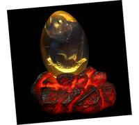 ROMISBABA Decorative Resin Dinosaur Egg Sculpture with Light-up Lava Base Purple Dragon Egg Ornaments for Home Decor Medieval Collectible Figurines for Bedroom and Living Display