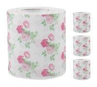 ROMISBABA Decorative Toilet Paper Roll Wood Pulp Material 4 Rolls and Easy to Carry with Rose Floral Print for Comfortable Experience Bathroom Tissue Paper for Home and Office Use