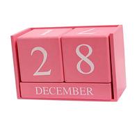 ROMISBABA Delicate Wooden Desk Calendar Decoration Reusable Block Perpetual Calendar for Office Desk School Classroom Decor Pink