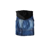 ROMISBABA Denim Dog Vest with Black Knitted Hat, Retro Lapel Collar and Button Closure, Protects Puppy after Haircut and Prevents Direct Sunlight, Suitable for Spring, Summer, Autumn,