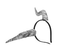 ROMISBABA Devil Horn Headband for Men and Women with Realistic Gothic Design, Comfortable Pu Material, Silver Horn Shape, Festival Headpiece for Parties and Halloween Costume Accessory
