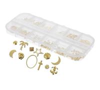 ROMISBABA DIY Manicure Nail Art Charms Lightweight and Rust-resistant Ocean Animal Patterns 3 Boxes of Golden Alloy Nail Decor Accessories Separate Storage Box for Party Invitations