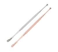 ROMISBABA Double-Head Spring Earwax Removal Tool Stainless Steel Ear Spoon for Safe Comfortable Ear Cleaning with Non-Slip Ergonomic Handle Portable in Silver and Rose Gold