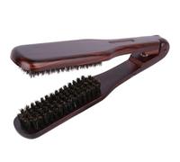 ROMISBABA Double Sided Hair Straightening Brush with Bristle and Wood Material Foldable Hair Styling Tool for DIY Hairstyle at Home with V-shaped Design