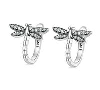 ROMISBABA Dragonfly Small Loop Silver Earrings for Women S925 Pure Sterling Silver Minimalist Wedding Statement Jewelry