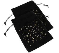 ROMISBABA Drawstring Jewellery Pouches Chic Tarot Card Holder Bags Velour Black 2pcs for Storage and Avoiding Losing, Small Suitable for Gift Wrapping and Organizing
