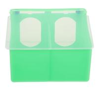 ROMISBABA Dual-Hole Pigeon Feeder with Lid, Multi-Compartment Water and Food Trough for Indoor and Outdoor Bird Cages, Suitable for Parakeets and Cockatiels, Green Plastic Feeder