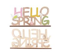 ROMISBABA Easter Wooden Letters Decor Creative Hello Spring Style Alphabet Craftwork Simple Wooden Stand Tabletop Ornament for Home Party or Room Decoration Color Color